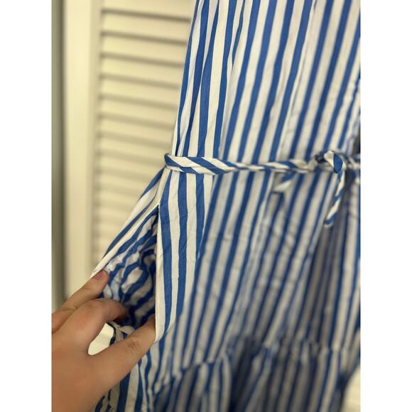 Draper James RSVP Midi Stripped Blue and Whit Flutter Sun Dress Sz: XS - Picture 2 of 7
